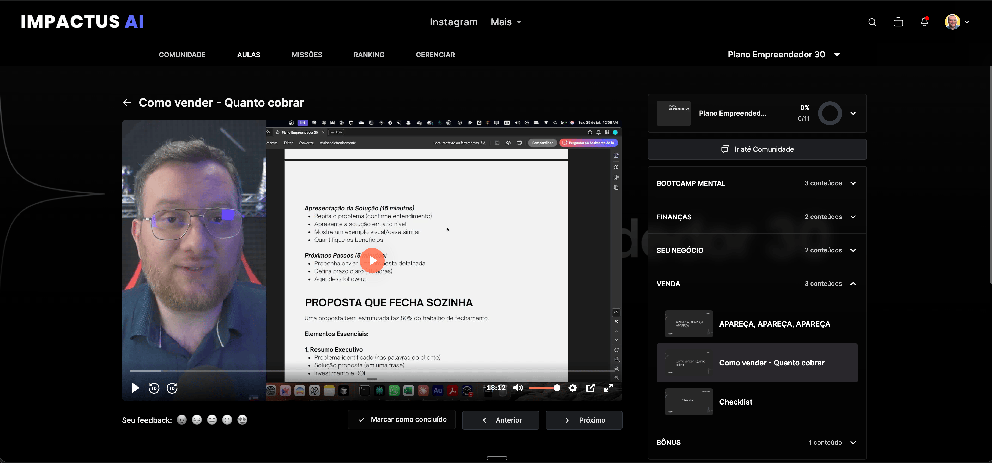 Aula sobre como vender e quanto cobrar com proposta que fecha sozinha